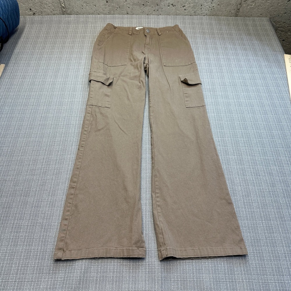 Rachel Paige Brown Cargo Pants Medium Wide‎ Leg Cotton Spandex *